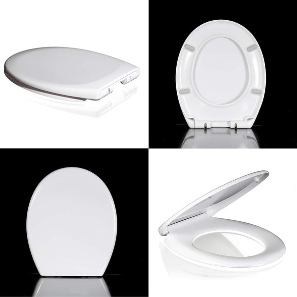 Luxury Slow Soft Close White Oval Bathroom Toilet Seat With Top Fixing Hinges (UF)