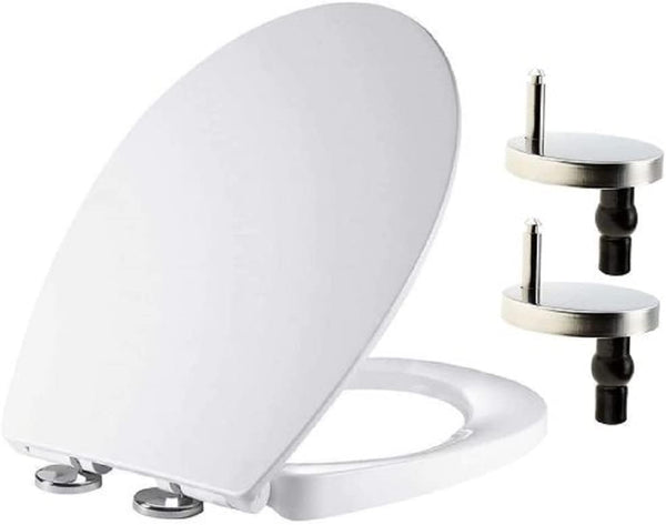 Soft Close Toilet Seat, Ergonomic Design with Quick Release Stainless Steel Hinges