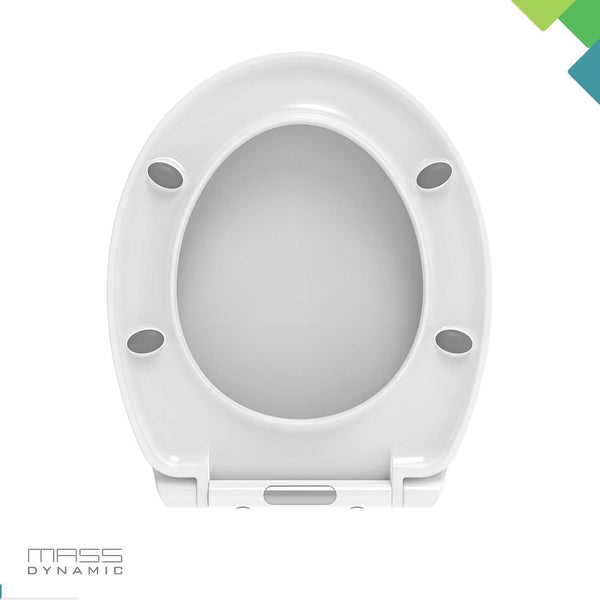 Round Shaped Toilet Seat, Soft Close with Quick Release Top Fix Adjustable Hinges, White Duroplast Loo Seat