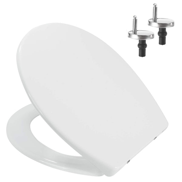 Soft Close Toilet Seat With Top Fixing And One Button Quick Release Feature. O Shape Toilet Seat with Adjustable Hinges (460mm x 370mm)