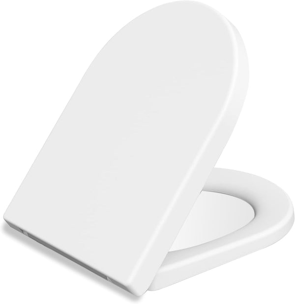 D-Shaped White Toilet Seat with Soft Close & Quick Release Hinges, Polypropylene (PP) Material