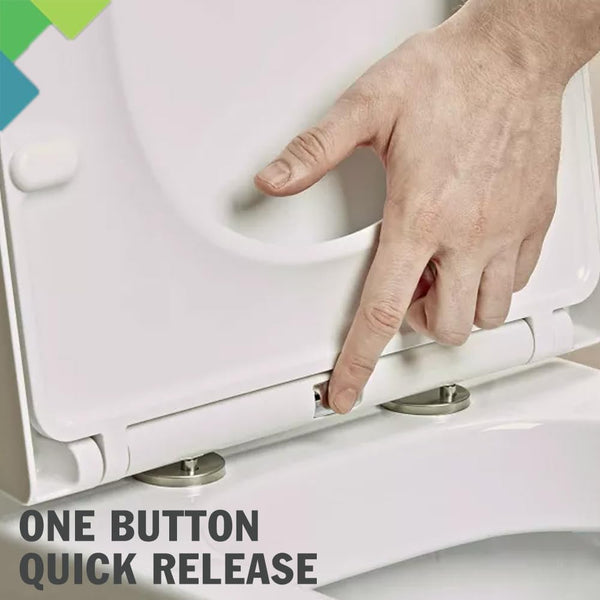 Soft Close Toilet Seat D-Shaped, White Toilet Seats, Adjustable 360 Hinges, One Button Quick Release for Cleaning. Slim UF Loo Seat