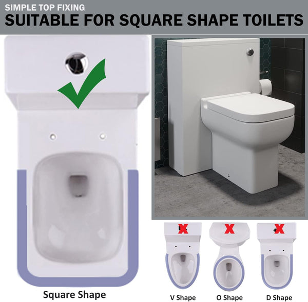 Soft Close Toilet Seat With Top Fixing And One Button Quick Release Feature And Adjustable Hinges (43L x 36W centimetres)