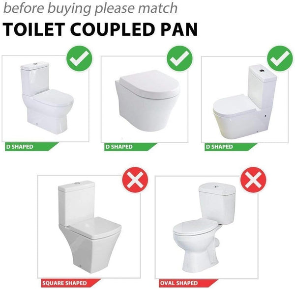 D-Shaped White Toilet Seat with Soft Close & Quick Release Hinges, Polypropylene (PP) Material