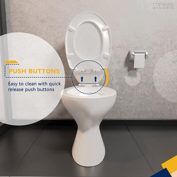 Soft Close Toilet Seat with Quick Release for Easy Cleaning, Easy Top Fixing
