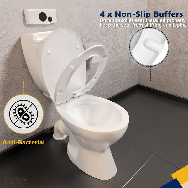 Soft Close Toilet Seat with Quick Release for Easy Cleaning, Easy Top Fixing
