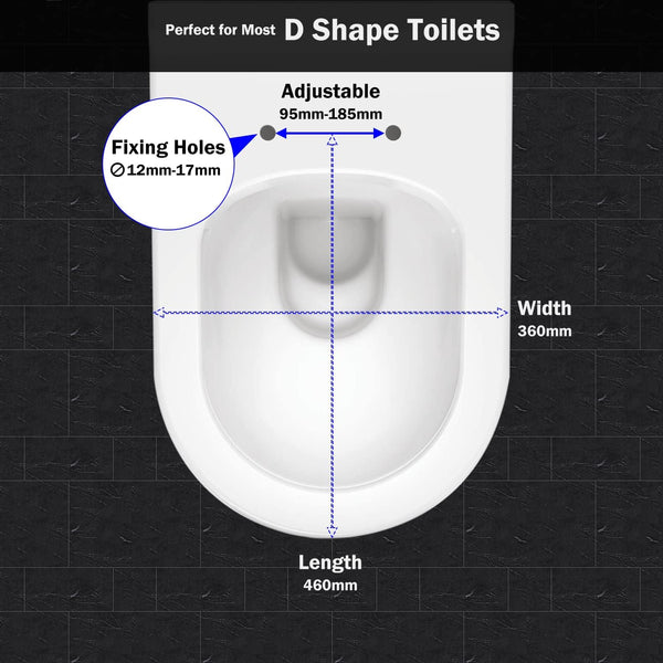 D-Shaped White Toilet Seat with Soft Close & Quick Release Hinges, Polypropylene (PP) Material