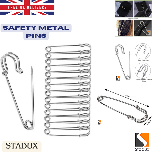 30Pcs Safety Pins, Strong Metal Safety blanket Pins, Sliver 50mm