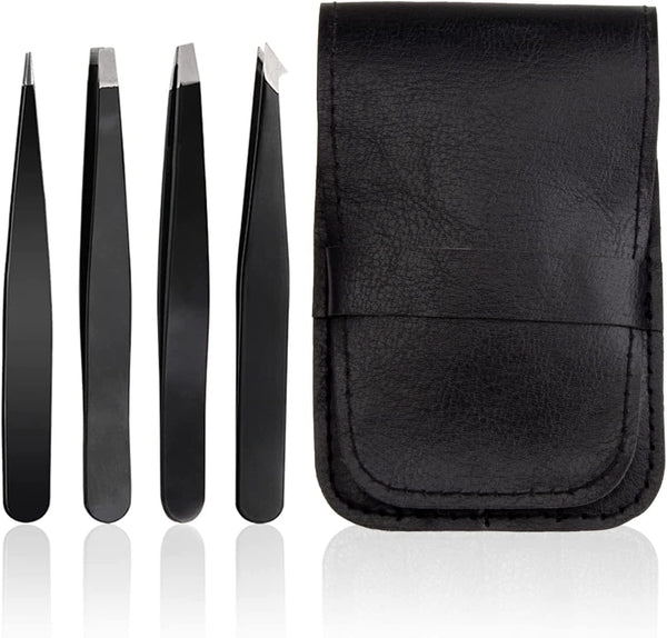 Eyebrow Tweezers, 4 Piece Stainless Steel Precision Tweezers Set