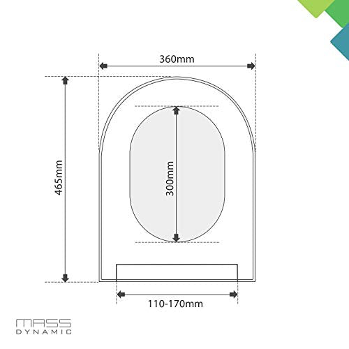 Soft Close D Shaped White Toilet Seat with Quick Release Hinges, PP Material, Easy Installation by Mass Dynamic