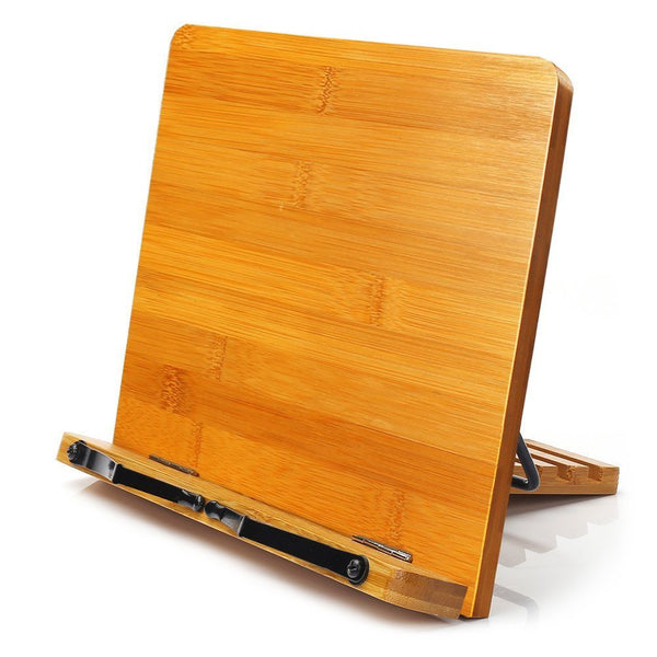 Bamboo Kitchen Cookbook Holder, Foldable Bookrest Stand, Cook Recipe Reading Rest, Book iPads Tablets Holder
