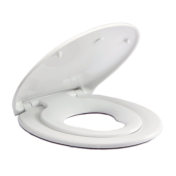 Potty Trainer Soft Close Toilet Seat Family Child Friendly White Color UF (Urea Formaldehyde)