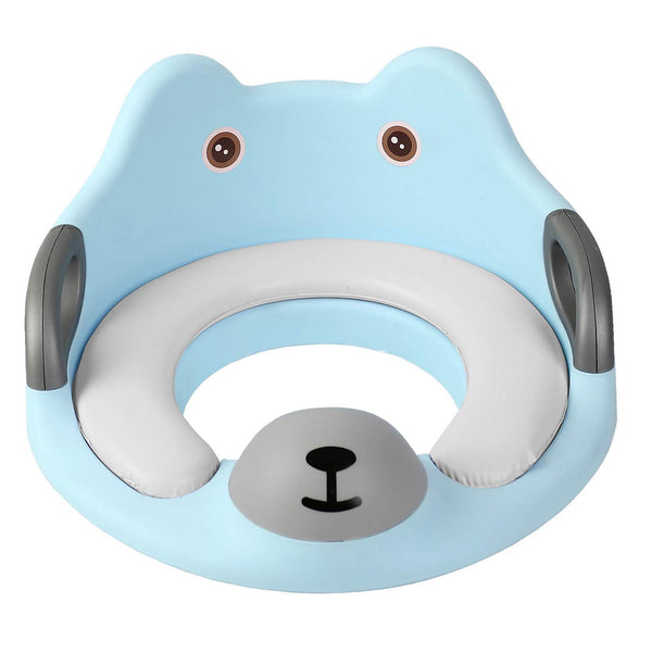 Potty Training Blue Toilet Seat for Kids, Toilet Trainer Ring for Boys or Girls, Anti Slipping Baby Seat with Handles