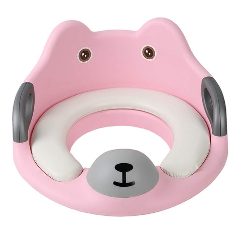 Potty Training Pink Toilet Seat for Kids, Toilet Trainer Ring for Boys or Girls, Anti Slipping Baby Seat with Handles