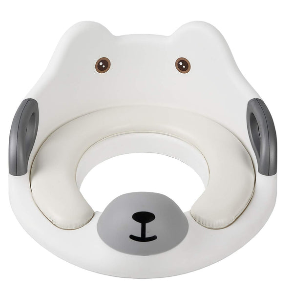 Potty Training White Toilet Seat for Kids, Toilet Trainer Ring for Boys or Girls, Anti Slipping Baby Seat with Handles