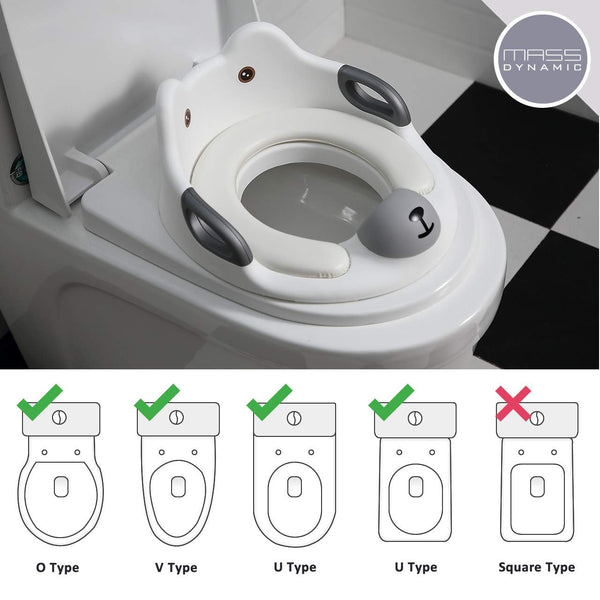 Potty Training White Toilet Seat for Kids, Toilet Trainer Ring for Boys or Girls, Anti Slipping Baby Seat with Handles