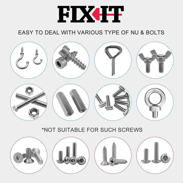 FIX-IT Universal Socket Wrench 7-19mm Multi-Function Fastener Universal Repair Tool, Power Drill Adapter Set, Self-Adjusts Professional Grip Socket Spanner with Power Drill Connector