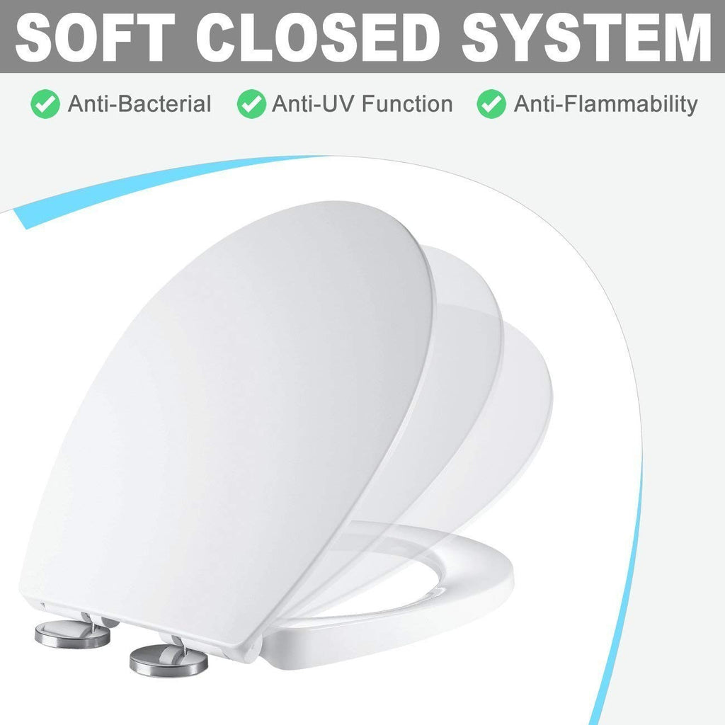 Soft Close Toilet Seat, Quick Release Stainless Steel Hinges - Dual ...