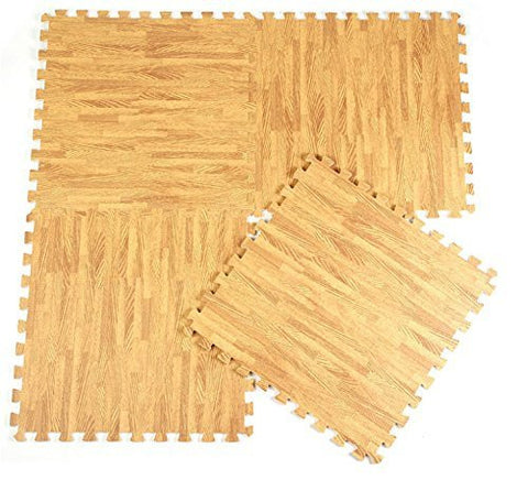 EVA Foam Interlocking WOOD EFFECT Flooring Mat, 4 Tiles (16sqft)