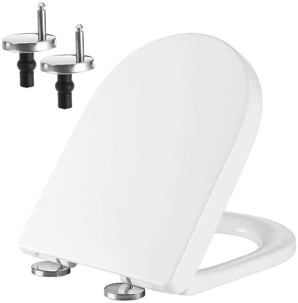Toilet Seat Soft Close Quick Release D-Shaped White "UF" (Urea-Formaldehyde) Material